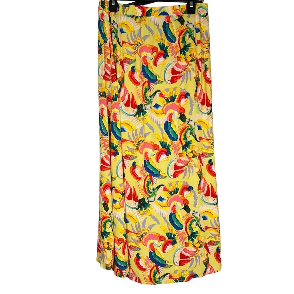 PHILOSOPHY 100% Viscose Tropical Parrot Maxi Skirt M